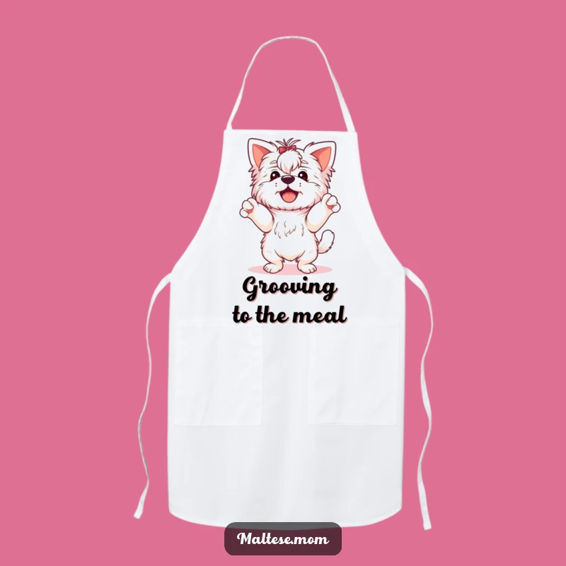 Funny Happy Maltese Dance Apron: Cook Up Some Fun!