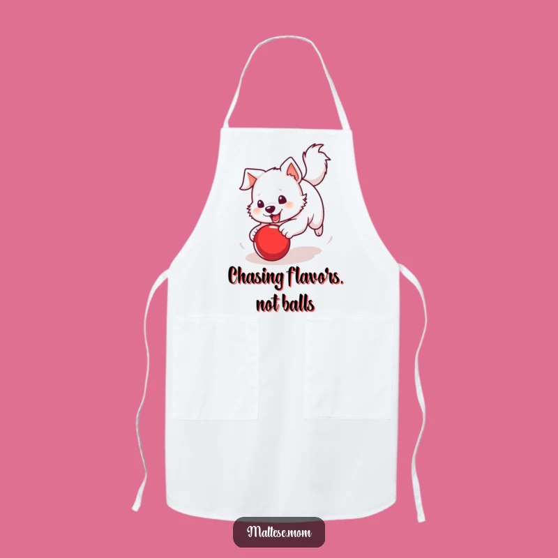 Funny Kitchen Apron: Dog Chasing Ball, Playful Cooking, Energetic Gift
