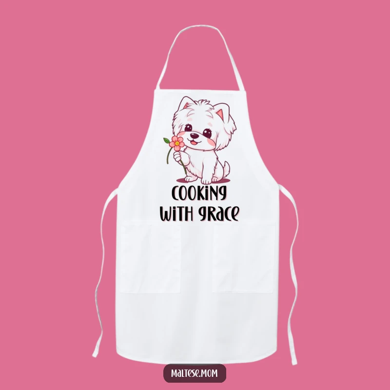 Funny Maltese Flower Dog Apron: Kitchen Smiles, Hilarious Cooking Gift!