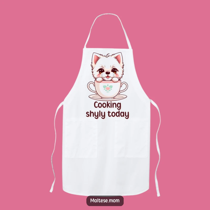 Funny Shy Maltese Teacup Apron: Cook with Sweet Charm!