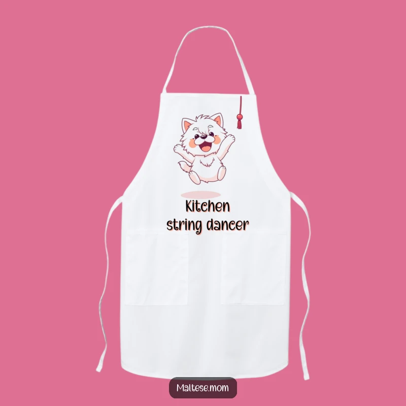 Funny Maltese Apron: Chef's Playmate Pup Leaping for String, Kitchen Funny Gift