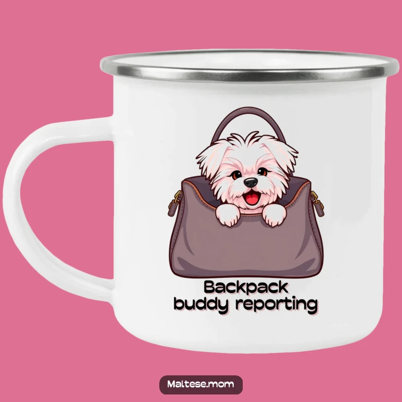 Funny Maltese Dog Handbag Peek Camping Mug - Chic Pup Outdoor Gift