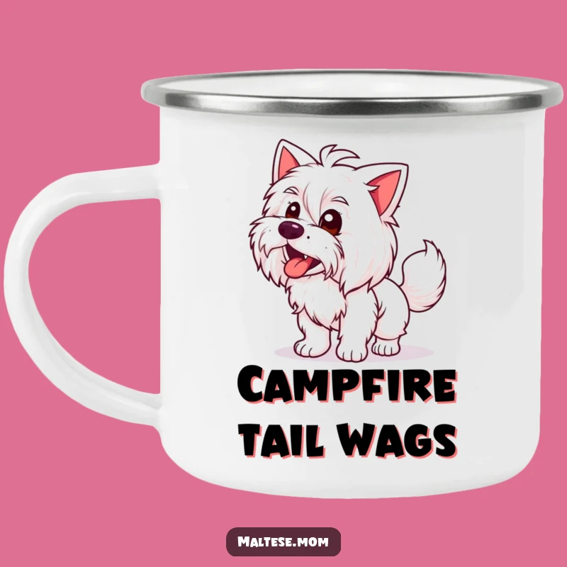 Funny Maltese Lady Camping Mug: Happy Trails, Wagging Fun, Hilarious Gift
