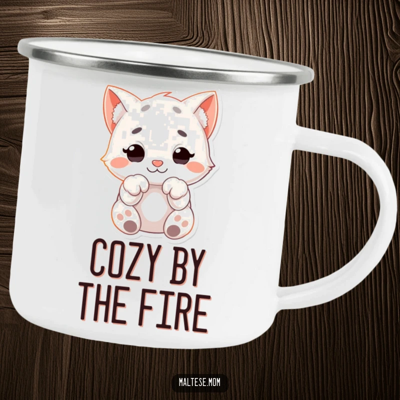 Funny Camping Mug featuring a character's curled, cuddly paws, perfect for enjoying warm drinks during outdoor adventures with a cute touch.