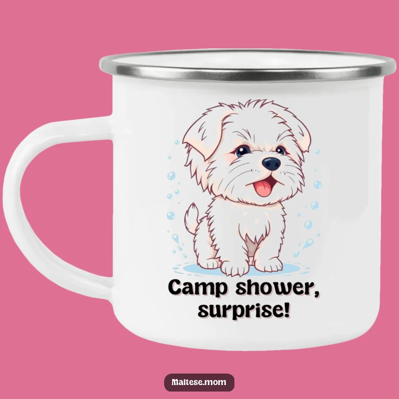 Funny Maltese Puppy Camping Mug, Durable Shake-Off Coffee Cup