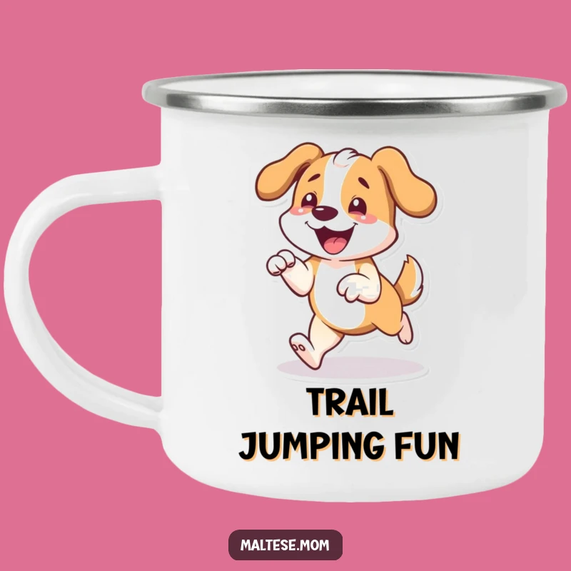 Funny Prancing Dog Joy Camping Mug: Adventure Fuelled by Canine Ecstasy