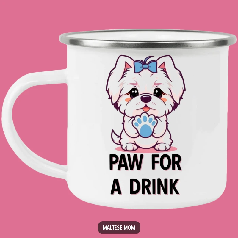 Funny Maltese Offering Paw Camping Mug: Friendly Outdoors, Perfect Gift