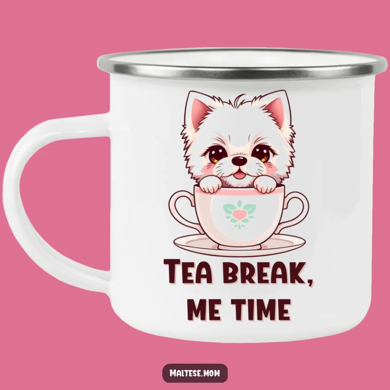 Funny Shy Maltese Teacup Camping Mug: Sweet Adventures Await!