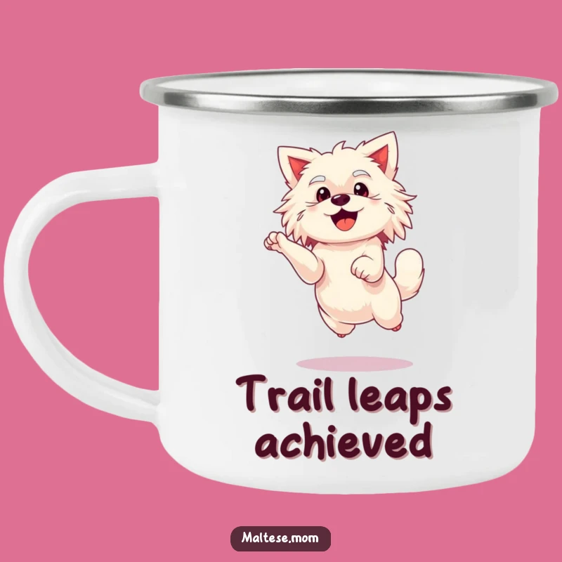Durable Maltese Leap Camping Mug - Funny Outdoor Joy Gift