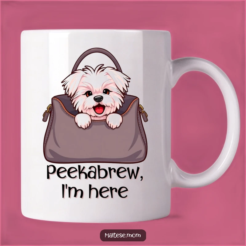 Funny Maltese Dog Handbag Peek Mug - Stylish Pup Surprise Gift