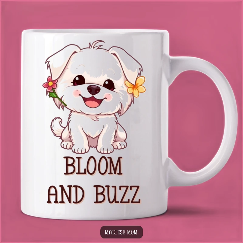 Funny Maltese Flower Mug: Happy Pooch Gift for Floral Dog Lovers