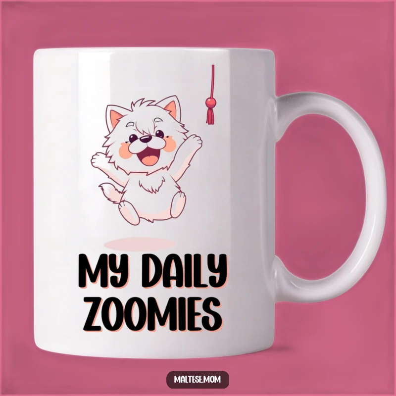 Funny Maltese Mug: Energetic Pup Leaping for String, Playful Funny Gift