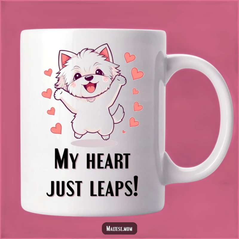 Funny Kawaii Maltese Dog Mug, A Hilarious Jumping Bichon Gift for Dog Lovers