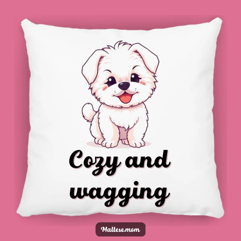 Funny Maltese Puppy Pillow, Cozy Tail Wagging Accent Decor