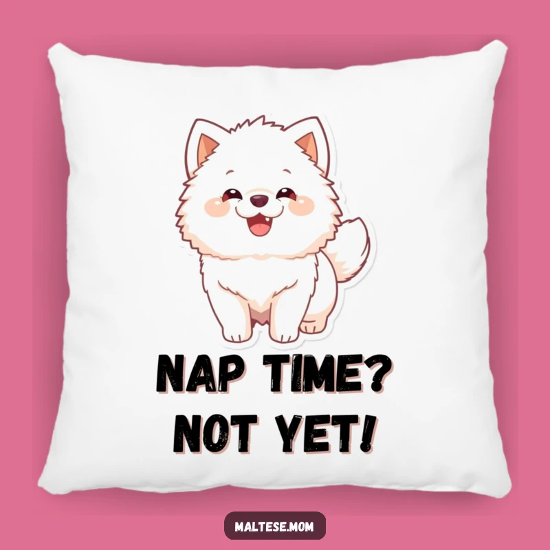 Funny Accent Pillow: Happy White Dog Tail Wags, Cozy & Hilarious Home Decor