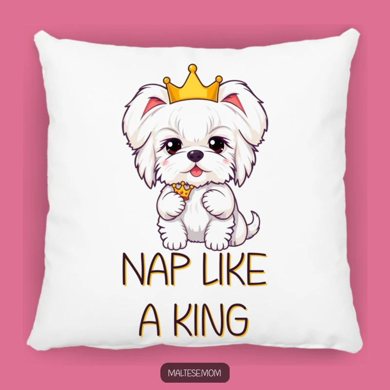 Funny Kawaii Maltese Crown Comfort Pillow: Hilarious Accent for Royal, Cozy Spaces