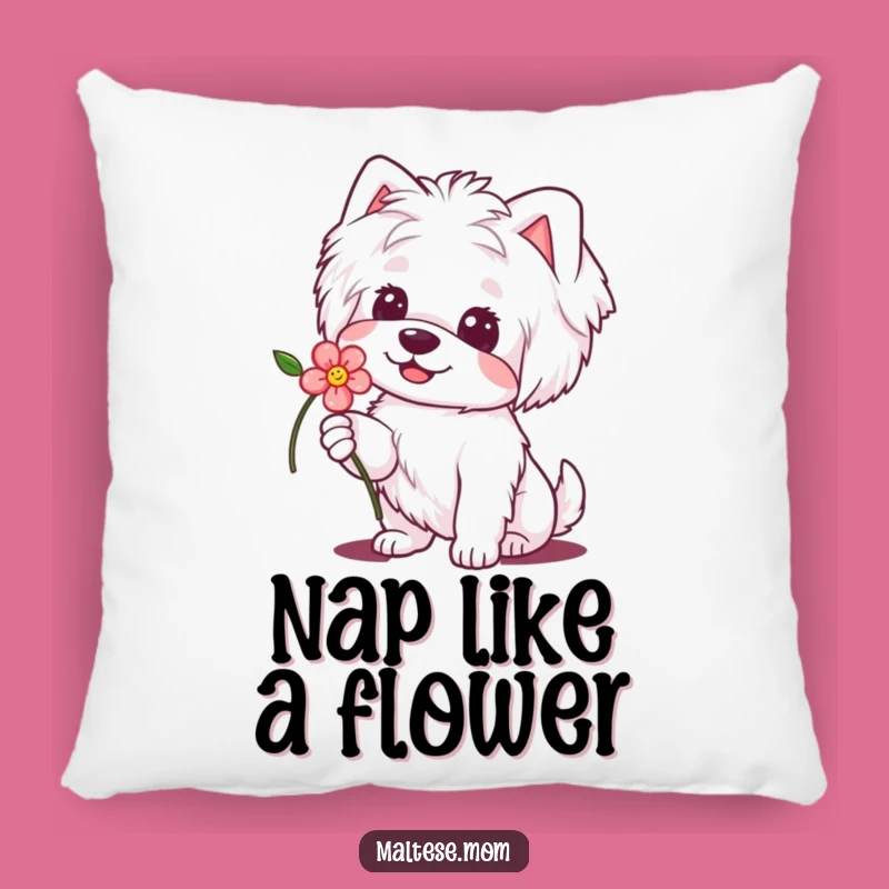 Funny Maltese Flower Dog Pillow: Cozy Sweetness, Hilarious Decor Gift!