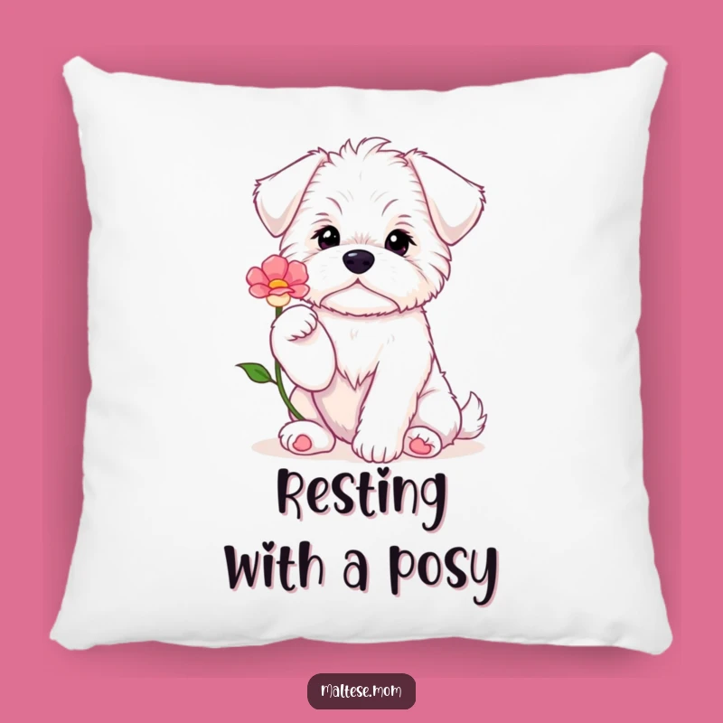 Funny Maltese Puppy Flower Pillow - Comfy & Sweet Dog Lover Accent