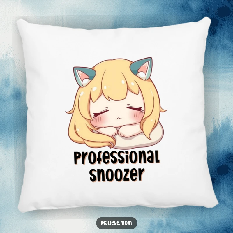 Funny Pillow featuring a character resting peacefully with eyes softly closed, designed for ultimate comfort and promoting a serene atmosphere.