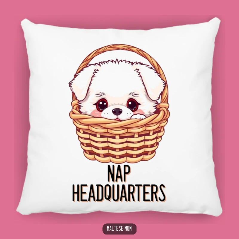 Funny White Fluffy Dog Pillow - Curious Pup Basket Cushion, Comfy Gift