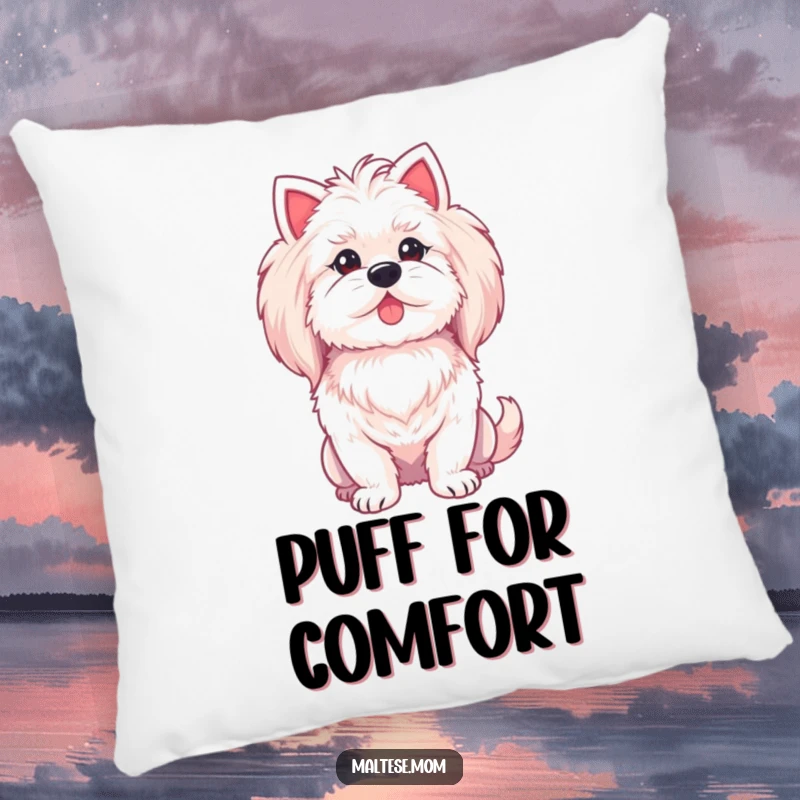 Funny Maltese lady dog pillow, with a proud chest puff, soft and decorative.