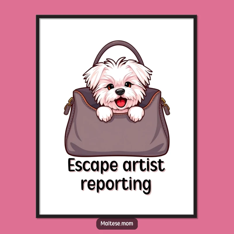 Funny Maltese Dog Handbag Peek Digital Art - Chic Pup Decor