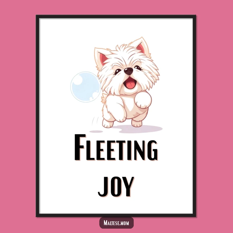 Funny Maltese Bubble Digital Art: Playful Pooch Downloadable Print