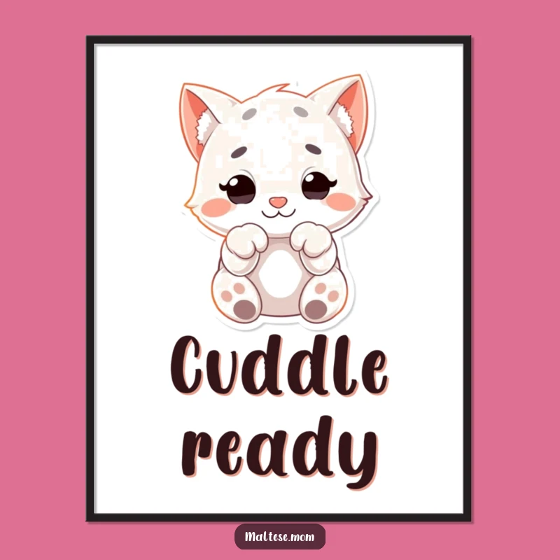Funny Cuddly Paws Digital Art: Soft Character Decor, Unique Funny Gift