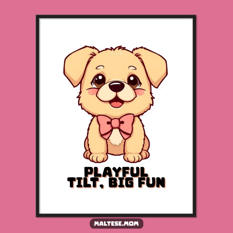 Funny Digital Art: Curious Bow Dog, Playful Head Tilt, Quirky Download