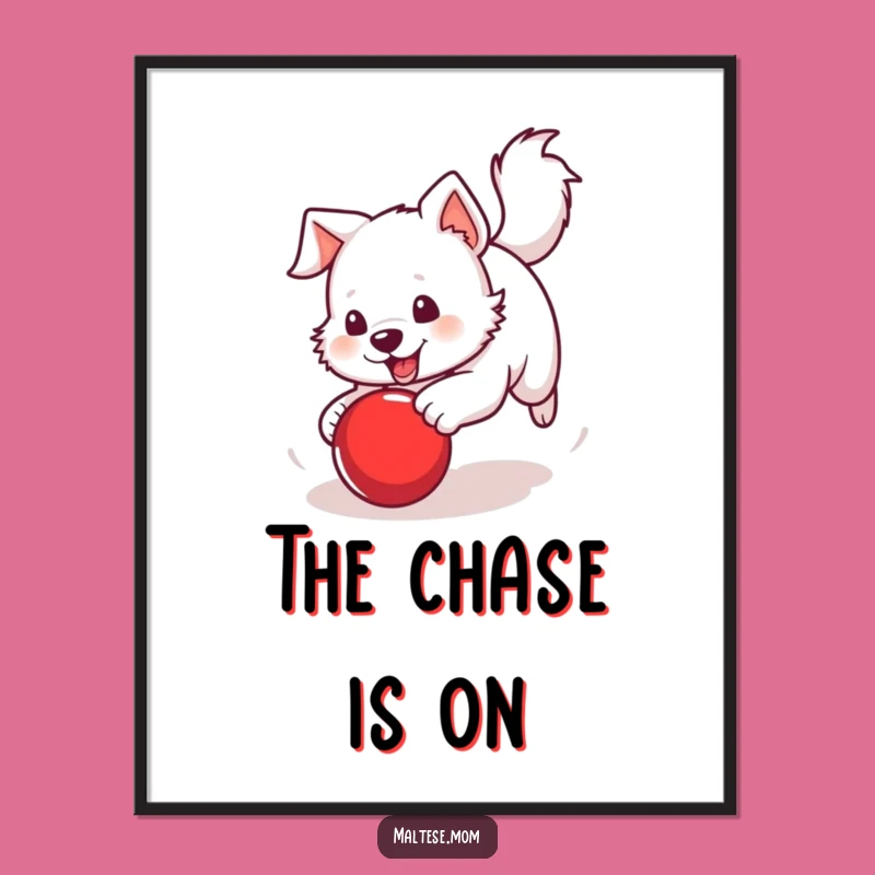 Funny Digital Art: Dog Chasing Ball, Action Pup Print, Energetic Download