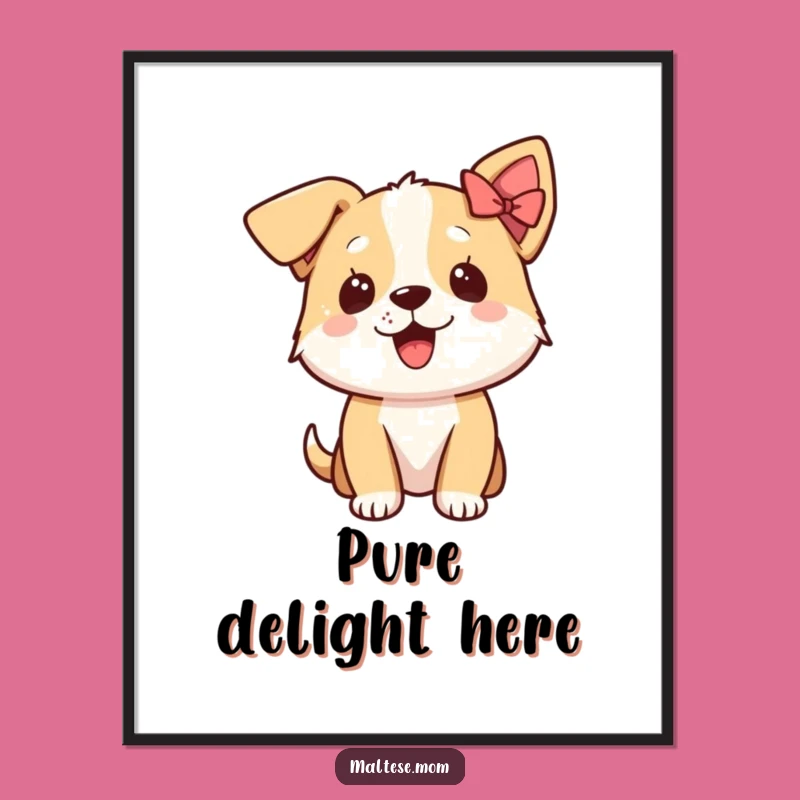 Funny Excited Dog Bow Ear Digital Art: Instant Joy for Your Walls