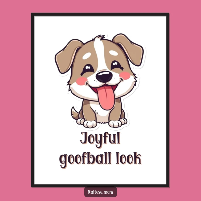 Funny Goofy Dog Tongue Out Digital Art: Instant Download of Canine Comedy