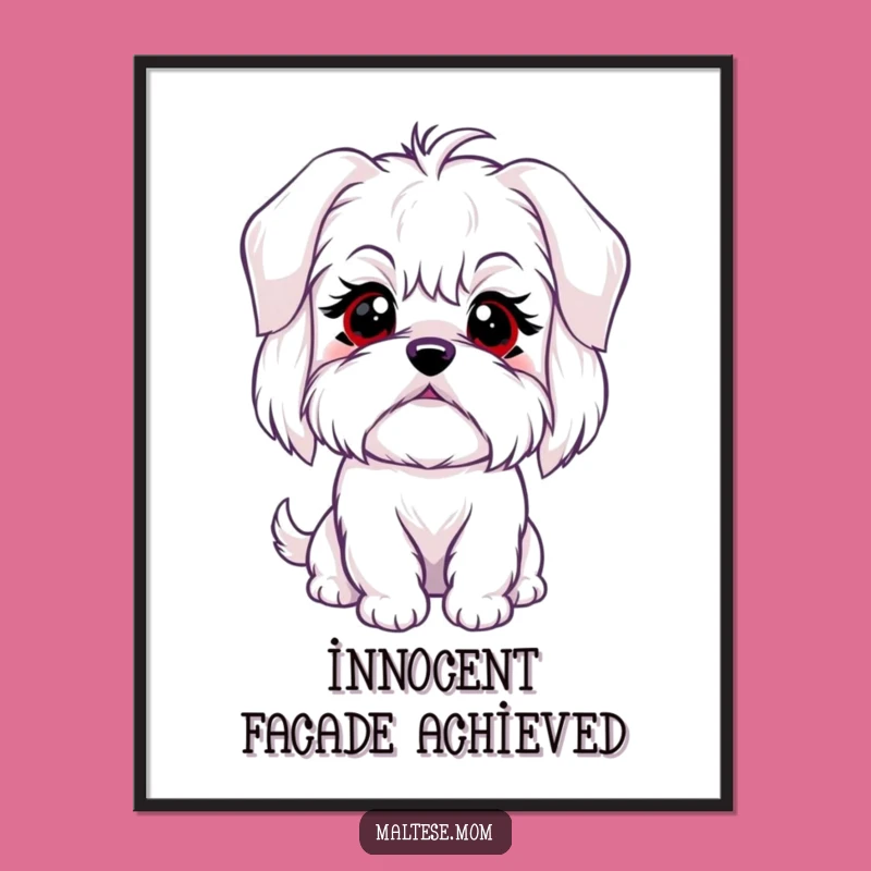 Funny Maltese Dog Digital Art: Sweet Blink Print, Instant Adorable Decor Gift