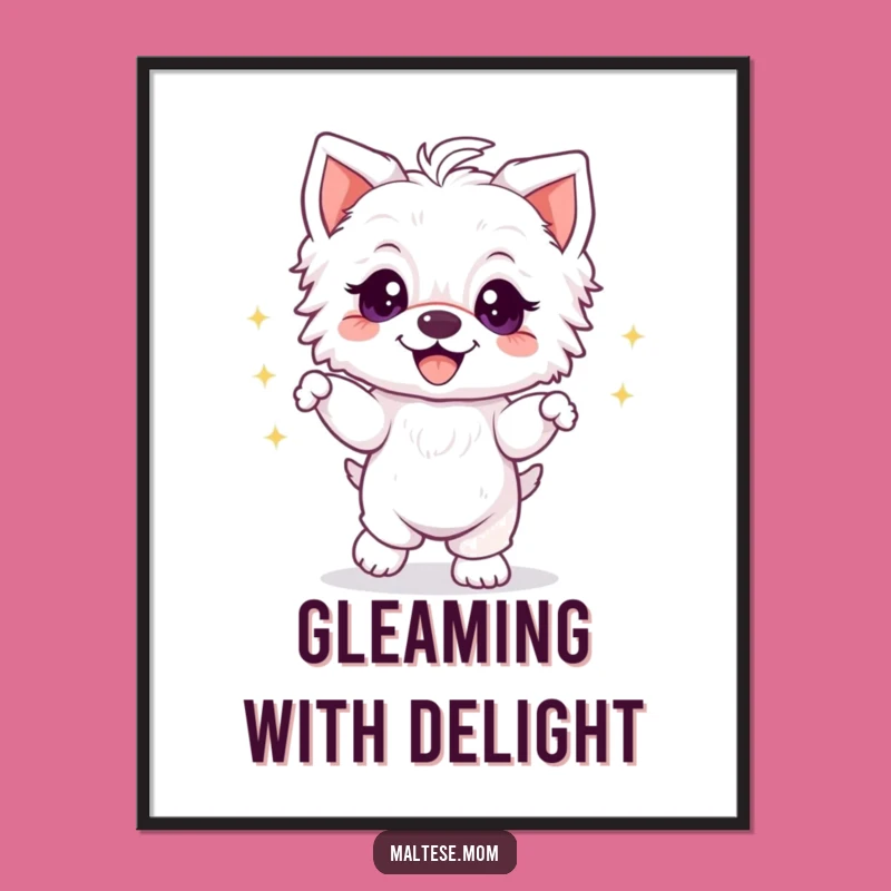 Funny Maltese Puppy Dancing Digital Art - Joyful Dog Decor Print