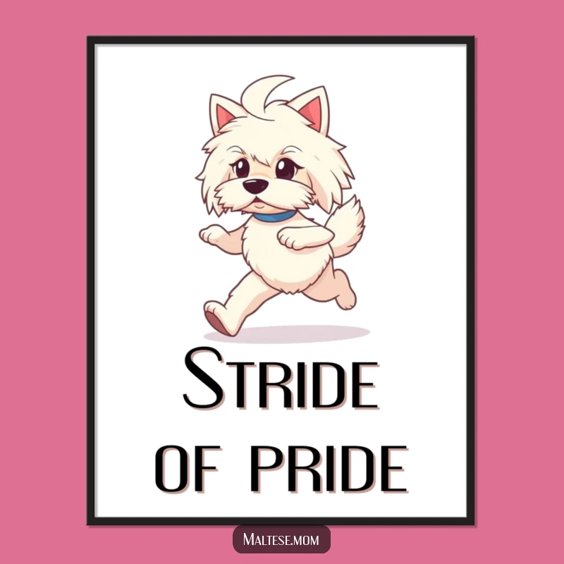 Funny Maltese Prancing Digital Art - Printable Energetic Dog Decor