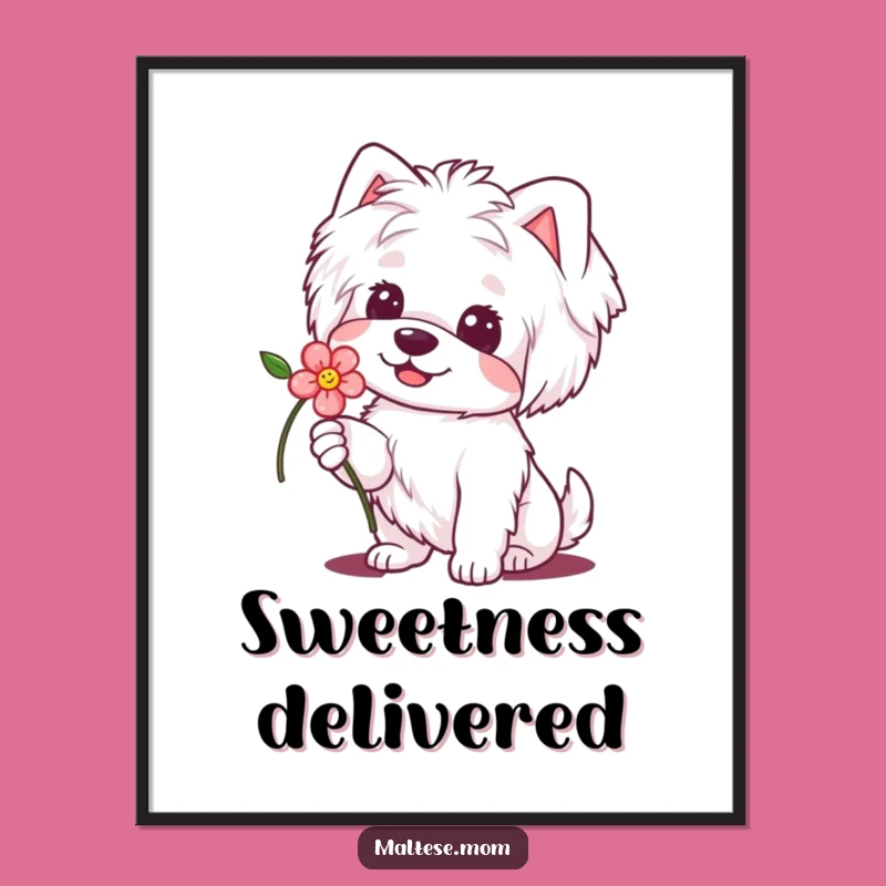 Funny Maltese Flower Dog Digital Art: Sweet Moments, Hilarious Decor Gift!