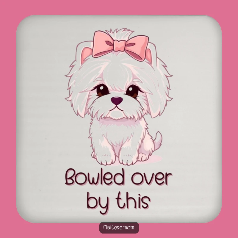 Funny Maltese Lady Coaster Set with Bow - Protect Surfaces with Style