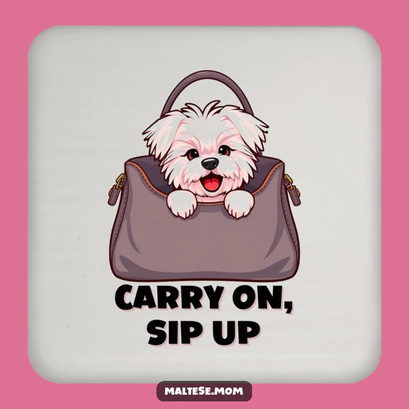 Funny Maltese Dog Handbag Peek Coaster - Stylish Pup Table Decor