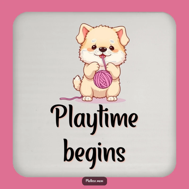 Funny Fluffy Dog Yarn Coaster Set: Protect Surfaces with Playful Pet Humor