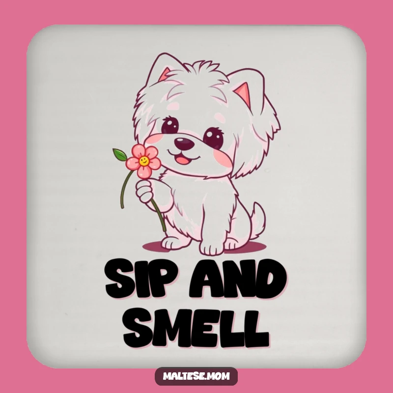 Funny Maltese Flower Dog Coaster: Sweet Drinks, Hilarious Table Gift!