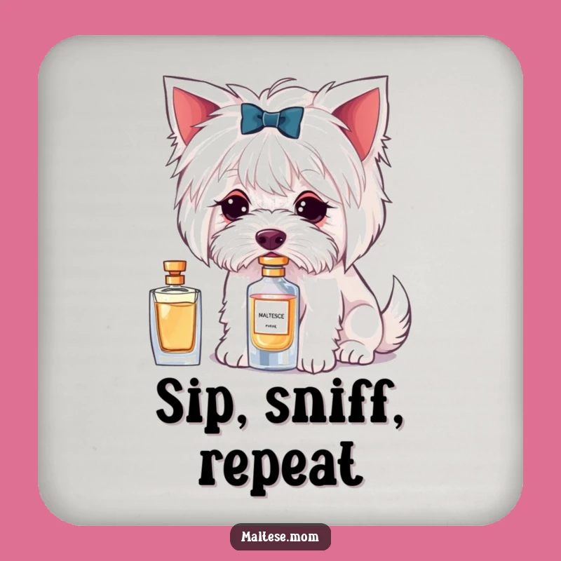 Funny Maltese Perfume Sniffing Coaster: Chic Protection, Hilarious Barware