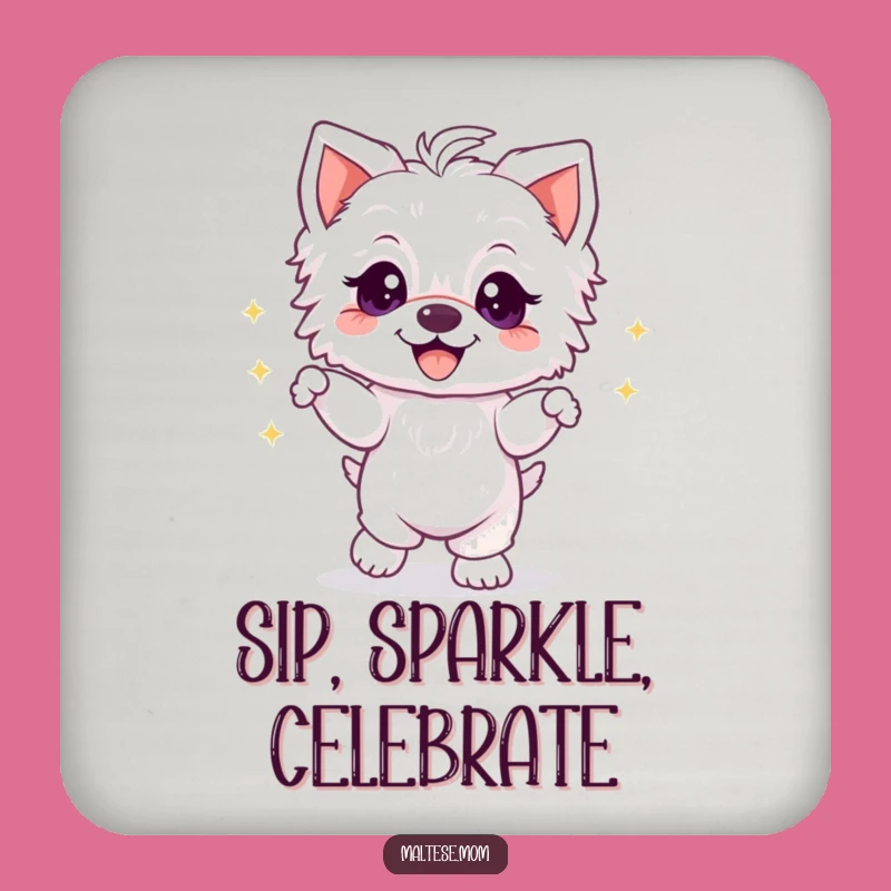 Funny Maltese Puppy Dancing Coaster - Cheerful Dog Table Protection Gift