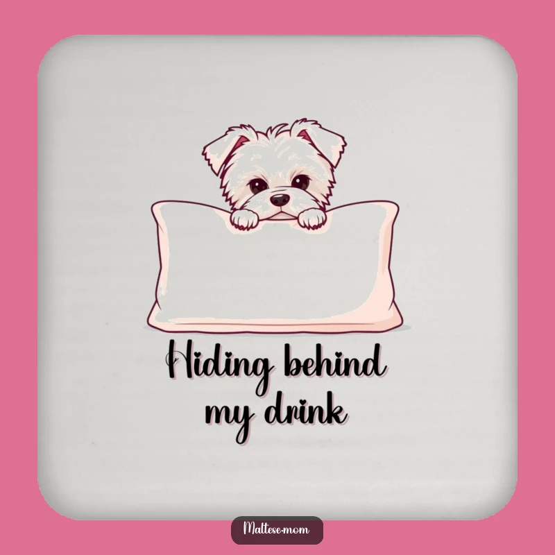 Funny Maltese Puppy Cushion Coaster - Cute Dog Table Protection Gift