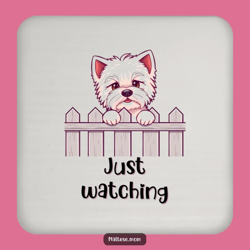 Funny Kawaii Maltese Coasters: Eager pup peeking, protect surfaces with fun, a funny gift.
