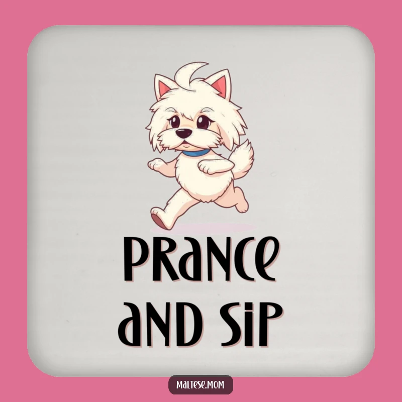 Funny Maltese Prancing Coaster Set - Protect Surfaces with Playfulness