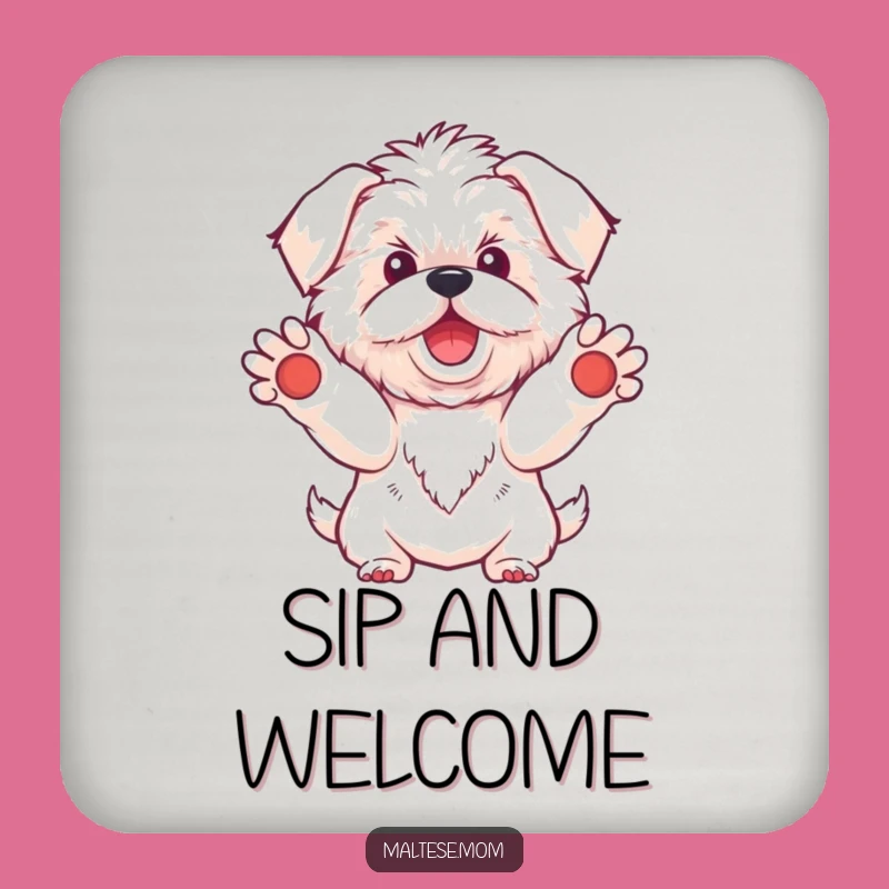 Funny Kawaii Maltese Dog Coaster, Welcoming Bichon Protector, Great Gift