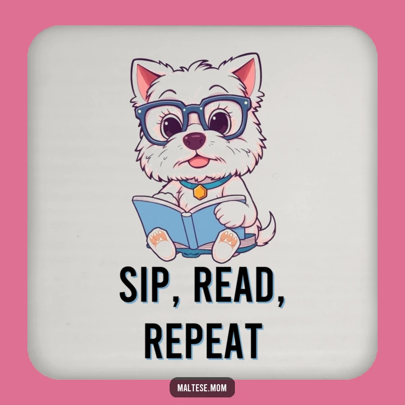 Funny Maltese Scholar Coaster Set: Protect Surfaces with Witty Dog Art!