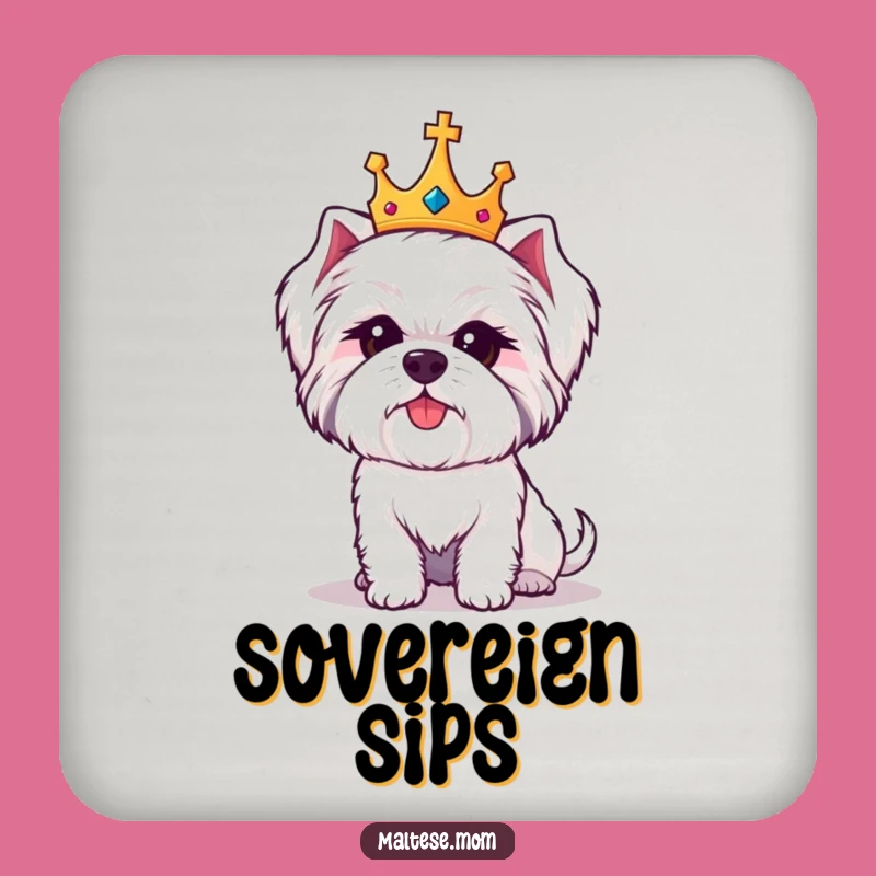 Funny Maltese Crown Drink Coaster: Regal Pooch Protection