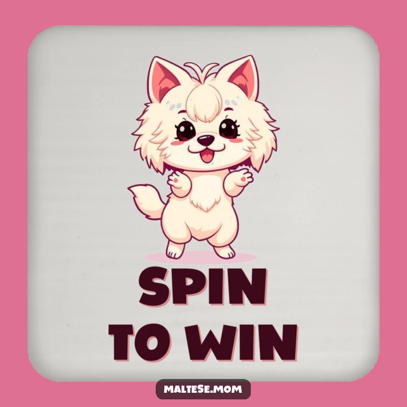 Funny Maltese Spin Coasters: Set of 4 Lady Dog Charms, Perfect Housewarming Gift!