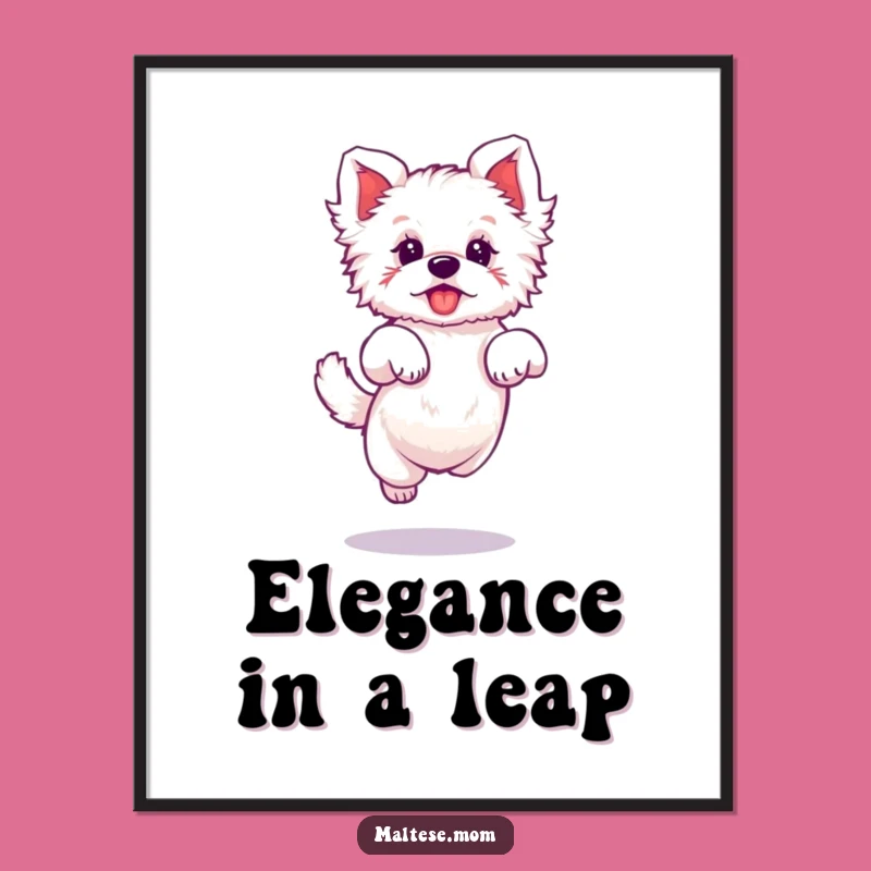 Funny Maltese Elegant Jump Poster: Graceful Art, Charming Decor Gift